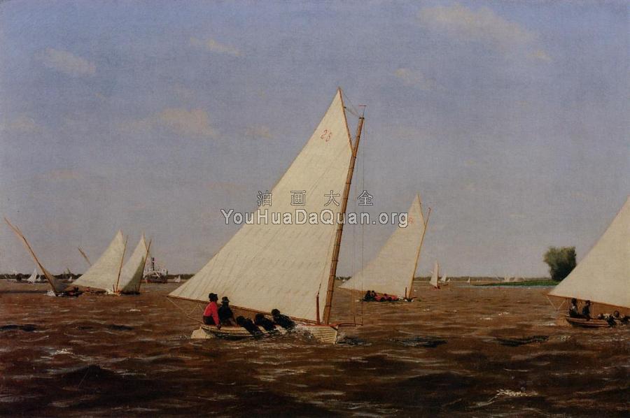 Sailboats Racing on the Delaware - 托马斯·伊肯斯